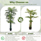 8.5FT Tall Golden Cane Palm Tree with 4 Trunks (1 Pack), Extra Lush Large Faux Plants, UV Resistant Indoor/Outdoor Fake Plant in Black Base Pot - Realistic Tropical Decor for Patio, Home, Office