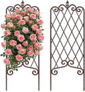 AMAGABELI GARDEN & HOME 2 Pack 60” x 18” Garden Trellis for Climbing Plants Outdoor Garden Fencing Decorative Plant Trellis Vegetables and Rose Trellis for Ivy Cucumbers Brown
