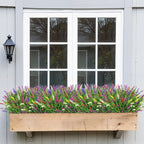 Bassion Artificial Flowers for Outdoors, 24 Bundles Fake Lavender Flowers UV Resistant Mixed Color Plastic Plants Faux Monkey Grass for Home Porch Garden Window Box Indoor Outdoor Decorations