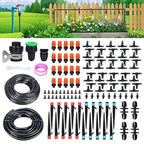 ASEVAT Drip Irrigation System Kit, 26FT+197FT Garden Watering System with Hose Distribution Tubing Drip Emitters Connectors,Automatic Drip Irrigation Kit for Plant,Greenhouse, Yard,Lawn,Patio
