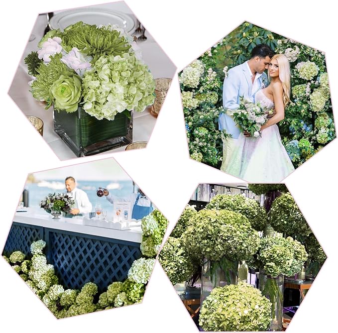 Coferset Lime Green Hydrangea Artificial Flowers 3pcs Lifelike Faux Hydrangea Real Touch Fake Flowers for Home Wedding Office Party Living Room Decoration,22inch