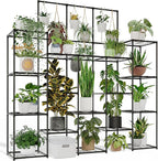 Metal Plant Stand Outdoor 63" Tall Plant Shelf for Plants 14-Tier Large Plant Sheves for Indoor Plants Living Room Heavy Duty Rack Garden Balcony Patio Hanging Planter