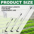 YEELOR Warren Hoe, Carbon Steel Triangle Garden Hoe with Stainless Steel 57" Adjustable Long Handle, Heavy Duty Gardening Hand Tools Hoe for Ridging Weeding Digging Loosening Edging Soil, Balck