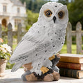 Solar Owl Garden Outdoor Statue,Owl Figurine Sculpture with LED Lights for Porch Patio Lawn Yard Deck Spring Decor - Mother's Day Housewarming Gift for Women Men Owl Lover(White)