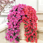 ATTGREAT Artificial Bougainvillea for Outdoors Faux Plants UV Resistant Flowers Fake Plastic Plants Realistic Silk Flowers for Porch Planter Garden Hanging Decoration, 2Pcs(Purple Red & Rose Red)