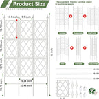 5.25FT Garden Trellis for Climbing Plants Outdoor,White Iron Pipe Support Fence,Metal Wall Lattice Climbing Frame for Potted Plants Indoor for Ivy Vines Vegetable Flower, Patio, Lawn, Yard, Backyard