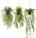 3 Packs Fake Hanging Plants with Black Pots, 28" Artificial Hanging Plants for Wall Decor, Fake Fern Plants Mandala Vine Indoor/Outdoor for Home Bathroom Bedroom Kitchen Office Room Decor
