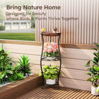 Homsorout Plant Stand Indoor Outdoor - 3 Tier 32" Tall Metal Plant Shelf with Bird Bath, Rustproof Stable Flower Pot Holder for Planter Corner Garden Balcony Patio, Black