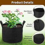 6 Pack 5 Gallon Grow Bags, Heavy Duty 300g Nonwoven Fabric Plant Pots with Reinforced Handles, Breathable Tomato Potato Vegetable Grow Bags for Garden & Patio - Black