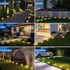 Peasur Mini Solar Ground Lights Outdoor, 4 Pack Flat Solar Powered Disc Lights, IP68 Waterproof, Anti-Rust, Landscape Lighting for Pathway Garden Yard Lawn Walkway Landscape Driveway, Warm White