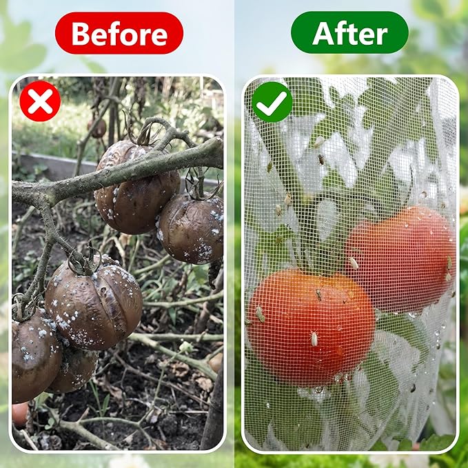 2 Pcs Garden Bird Netting for Square Plant Cage, 59" x 18" x 18" Tomato Cage Garden Net Cover with Zipper, Tomato Trellis Insect Bird Barrier Protection Mesh for Vertical Climbing Plants Vegetables
