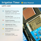 DIG LEIT 1 ASV.075 Solar Irrigation Controller with 3/4" Anti Siphon Valve | Solar-Powered, Smart Programming | Ideal for Drip & Sprinkler Systems in Residential & Commercial Irrigation (Weatherproof)
