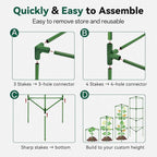 Halatool 6 Pack Tomato Cages for Graden 60 Inch, Adjustable Metal Tall Heavy Duty Tomato Trellis Plant Support, Foldable Tomatoes Stakes for Climbing Vegetables Flowers Fruits