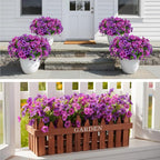 CEWOR 24 Bundles Artificial Flowers for Outdoor Indoor, Fake Silk Daisy with Eucalyptus Leaves, Faux Flower for Garden Front Door Porch Planter Patio Home Decor (Deep Purple Light Purple)