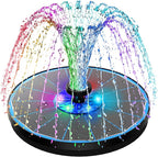 SZMP 3.5W Upgraded Glass Panel Solar Fountain with RGB Night Show, Anti-Drift Fixer & 7 Nozzles, Strong Floating Bird Bath Fountain for Garden, Pond, Outdoor (Blue)