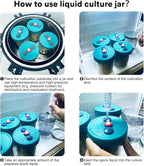 Mushroom Liquid Culture Jar with Self Healing Sealing Injection Port & Syringe Filter Port Mycology Supplies Mushroom Inoculation, Cultivation, Growing Kit 500 ML, 6PCS|PACK