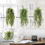 3 Packs Fake Hanging Plants with Black Pots, 20" Artificial Hanging Plants for Wall Decor, Fake Fern Plants Mandala Vine for Home Bathroom Bedroom Kitchen Office Room Decor