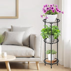 CASIMR Plant Stand Indoor Outdoor, Metal Rustproof Flower Shelf 3 Tier 32.3 inch, Tall Multiple Plant Pot Holder Rack for Garden Patio Living Room Corner Balcony, Black
