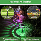 Nupostai Bright Solar Pathway Lights 2 Pack, Color Changing + Warm White LED, IP67 Waterproof Solar Garden Lights for Walkway, Yard, Backyard, Lawn Decorative