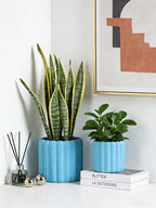 Ceramic Plant Pots,6 inch+4.7 Inch Planter Pot with Drainage Holes,Ceramic Planters for Indoor Plants,Modern Flower Pots for Indoor Outdoor Plants House & Office Décor,Blue