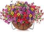 HyeFlora Artificial Fake Hanging Plants Flowers with Basket Outdoor Decor Faux Silk Dasiy Flower Arrangements in Pot Planter for Porch Home Indoor Patio Garden Yard Decoration