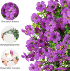 Artificial Flowers for Outdoors Faux Plants for Spring Summer Decoration,6 Bundles UV Resistant Realistic Silk Hanging Flowers Indoor Garden Porch Patio Balcony Yard Farmhouse（Purple）