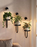 Bamworld Wall Decor Plant Stand with Lights Wall Art Planters Window Plant Hanger Indoor Hanging Planters for Indoor Plants for Living Room Black