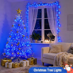 JMEXSUSS 600 Blue LED Christmas Lights Outdoor Waterproof 168ft Blue String Tree Lights Indoor Plug in 8 Modes for Bedroom Fireplace Halloween Party Xmas Christmas Decorations