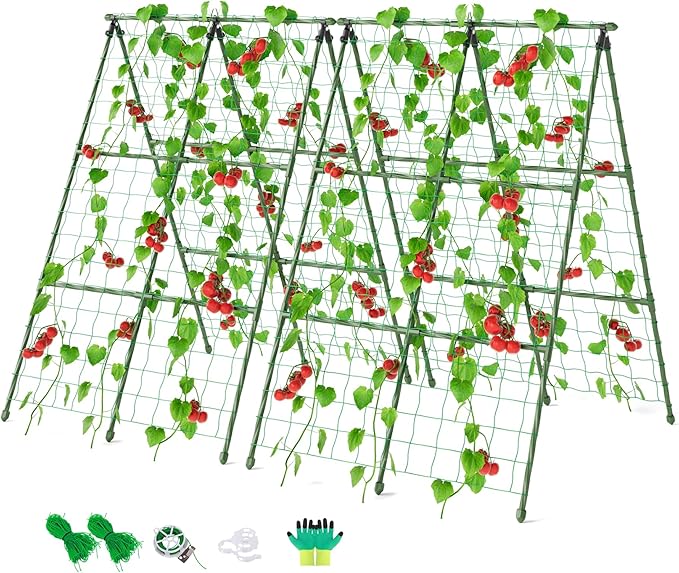 Miory 2 Pack Cucumber Trellis, 32"×48" Garden Trellis for Climbing Plants Outdoor, A-Frame Vegetable Trellis for Raised Bed, Support for Tomatoes, Zucchini, Vines, Flowers