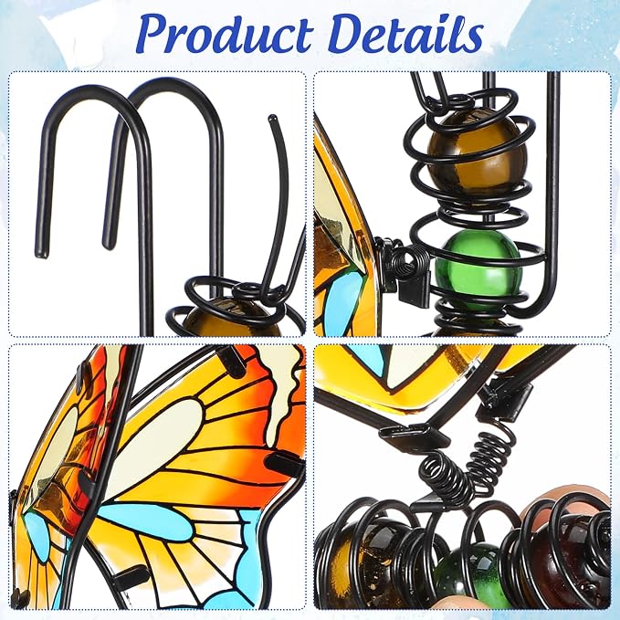 BESPORTBLE 3Pcs Butterfly Decorations for Plant Pots: Metal Stained Glass Garden Decor – Spring Outdoor Decor for Potted Plants, Aesthetic Yard & Patio Decorations Outdoor, Gift for Women