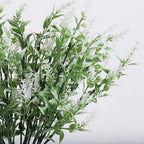 Outdoor Artificial Plant UV Resistant Fake Plants, Faux Plastic Greenery for Indoor Outside Hanging Plants Garden Porch Window Box Home Wedding Farmhouse Décor Outdoor Decorations for Patio (White)