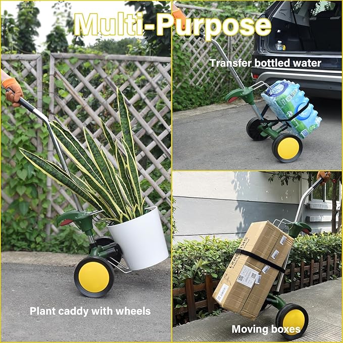 Plant Caddy Plant Dolly with Wheels Heavy Duty,Adjustable Grabbing Arm Plant Rollers for Outdoor Plants,Fits Pots from 8" to 30" High & Max 165 Lbs Weight Capacity