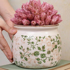 Vintage Country Ceramic Vase and Planters, 6.29 Inch Small Plant Pots for Indoor English Garden Decor, Old World Room & Home Decor, Sage Beige