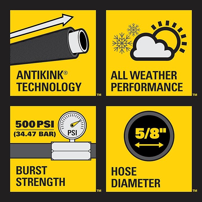 Stanley FATMAX Professional Grade Garden Hose, 50 Feet x 5/8 Inch, Yellow, 500 PSI