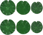 Abeillo 6Pcs Fake Lily Pads, 3 Sizes Floating Artificial Lily Pads Decorations, Realistic Pond Plants Decor for Pool Patio Aquarium Fountain