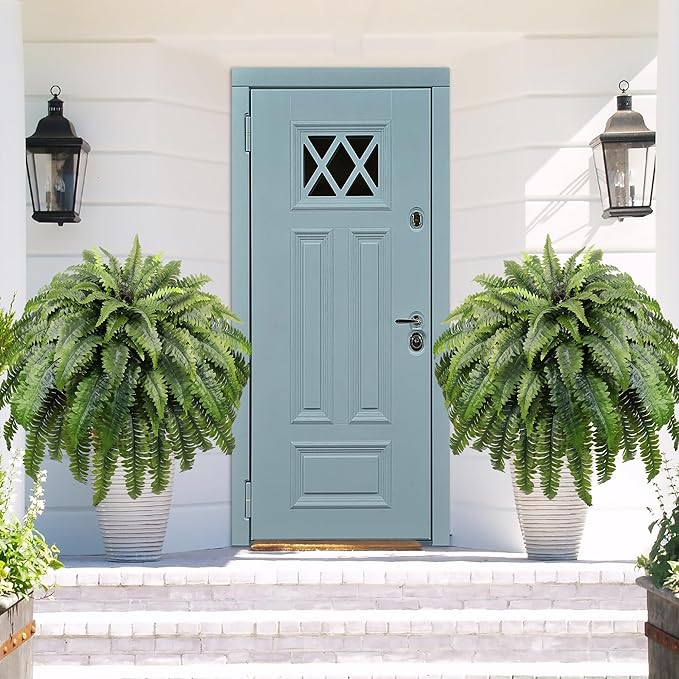 51" Fake Ferns Artificial Plants Large, 96 Fronds Artificial Ferns for Outdoors and Indoors, Realistic Extra Large Faux Boston Fern with Vines for Planter Porch Patio Home Office Decor, UV Resistant