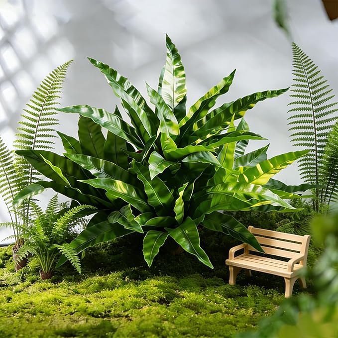 4Pcs Fake Ferns,Faux Outdoor Plants UV Resistant,3D Real Touch Fake Plants Total 60 Blades,Weatherproof Artificial Plants Outdoor Indoor for Garden Porch Home Office Living Room Decor