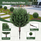 2 Pack 2FT Artificial Cedar Topiary Trees with Ground Spike, Fake Pine Shrubs Bushes, UV Resistant Faux Evergreen Cypress Tree Plants for Indoor Outdoor Planters Front Porch