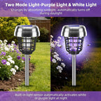 2026 Solar Bug Zapper Outdoor Waterproof Mosquito Repellent Outdoor Patio Mosquito Trap & Killer for Backyard, Farm, Garden, Solar Powered Fly Zapper for Small Flying Insect, Flies, Gnats, Moths(4)