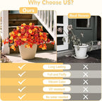 INXUGAO Fake Fall Flowers Artificial for Decoration 2PCS Faux Silk Fall Flowers Plants for Outdoors Outside Planters UV Resistant Looks Real for Front Door Porch Patio Garden Decor