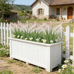 24PCS Artificial White Pink Tip Dog Tail Grass Onion Grass UV Resistant Outdoors Faux Shrubs Ornamental Wheat Grass Cattails Faux Bushes Home Decor for Outdoor Garden