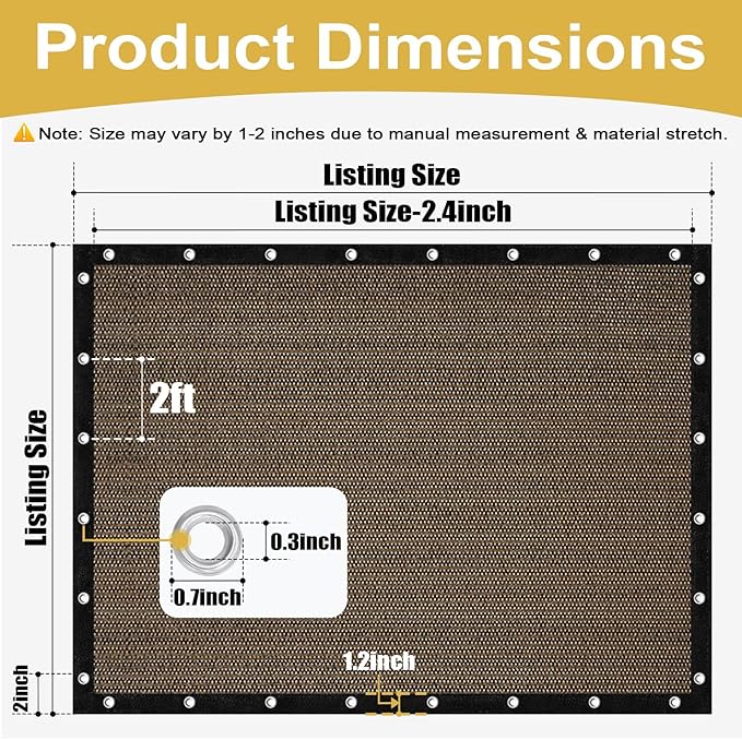 Shade&Beyond 90% Sun Shade Cloth with Grommets, 3' X 16' Pergola Shade Cover Canopy, Mesh Tarp Sun Screens for Patio, Outdoor, Garden, Backyard, Mocha