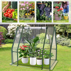 Outdoor Greenhouse with Screen Door,Outside Heavy Duty Walk in Green House for Garden Plants UV Protection Thermostatic Waterproof (Green, 35x35x36 Inch)