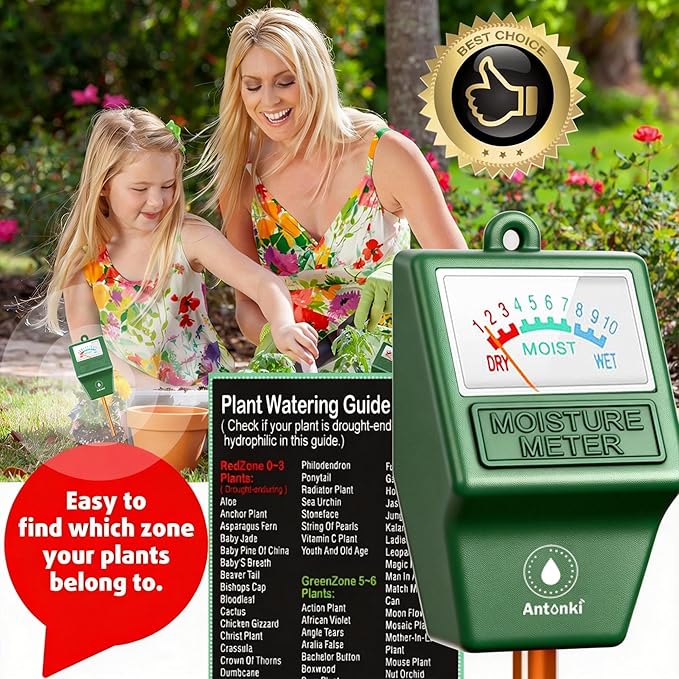Antonki 2 Pack Soil Moisture Meter, Plant Water Meter for Gardening,Farming, Soil Tester Hygrometer Sensor for Indoor Outdoor House Plants, Flower, Lawn- No Battery Required