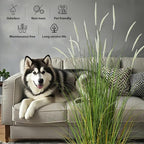 KOL 4ft 2-Pack Artificial Cattail Reed Grass, 47.2’’ Artificial Indoor Outdoor Fake Onion Grass Plant, Home Office Wedding Decorative Potted Plant, Faux Floor Greenery, Housewarming Gift, White