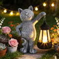 Solar Garden Cat Statue with LED Lights, Outdoor Cat Figurine for Cat Lovers, Yard Lawn Patio Home Decor, Mother’s Day Birthday Gifts for Women Mom Grandma