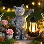 Solar Garden Cat Statue with LED Lights, Outdoor Cat Figurine for Cat Lovers, Yard Lawn Patio Home Decor, Mother’s Day Birthday Gifts for Women Mom Grandma
