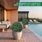 Artificial Boxwood Topiary Trees with Ground Spike,4 Pieces Fake Boxwood Ball Shrubs Bushes, UV Resistant Faux Evergreen Cypress Tree Plants for Indoor Outdoor Planters Front Porch