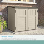 Suncast 3 Pack 34 Cu Ft Capacity Horizontal Outdoor Storage Shed for Garbage Cans, Garden Accessories, Backyard, and Patio Use, Vanilla