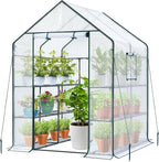 Ohuhu Greenhouse for Outdoors: 3 Tiers 12 Shelves Walk-in Indoor Green House Heavy Duty Plant Stands Reinforced Plastic PE Cover Mini Portable Warm House for Outside, 4.8x2.5x6.4 FT